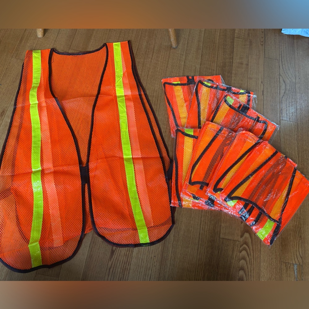 High Visibility Safety Vests Adjustable Size, Lightweight, Reflective Neon 10 Pk
